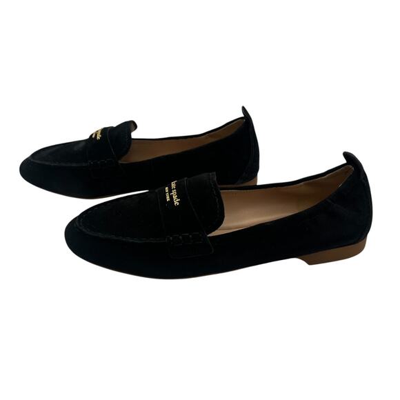 Kate Spade Eliza Suede Leather Flat Slip On Loafer Moccasin Black Size 6B - Picture 7 of 9
